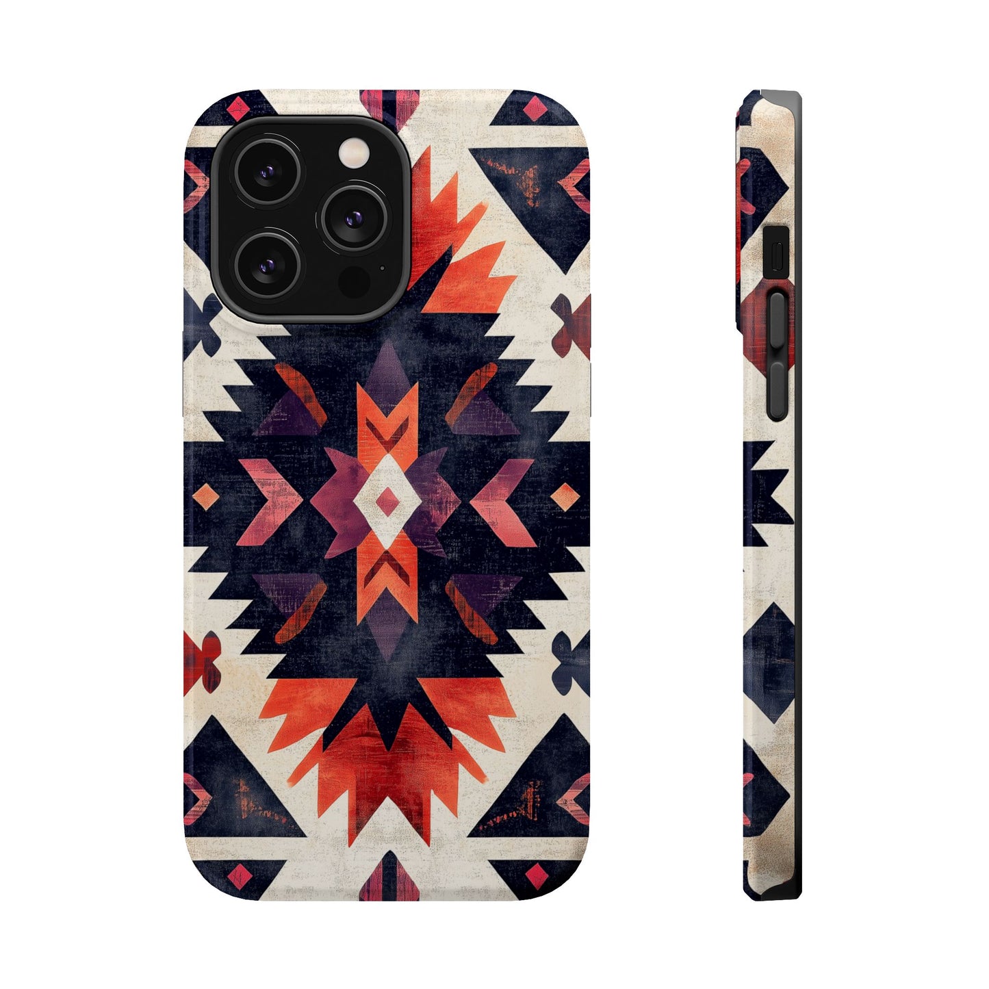 Boho Tribal Starburst Tough MagSafe iPhone Case – Vibrant Geometric Design, Dual-Layer Protection