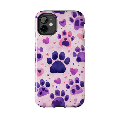 Purple Paw Print iPhone Case - Playful Pet Lover’s Protective Cover