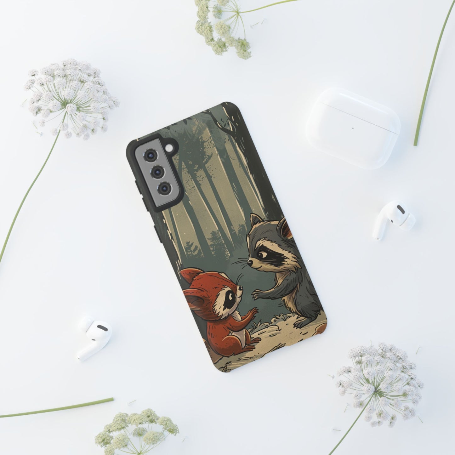 Whimsical Woodland Raccoons Phone Case