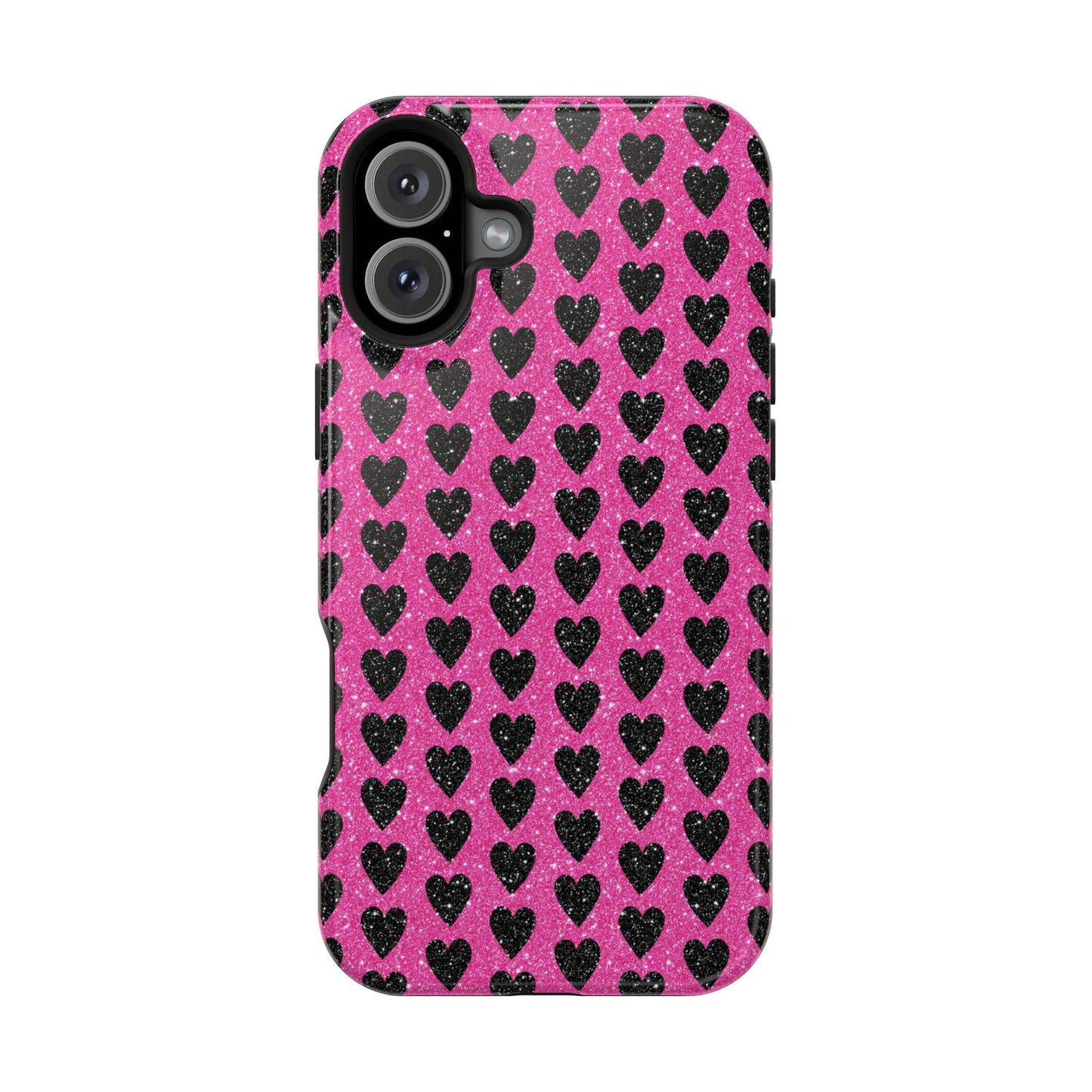 Black Hearts Glitter MagSafe Case