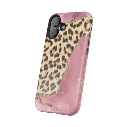 Pink Glam Leopard - MagSafe iPhone Series Case with Glitter Accents