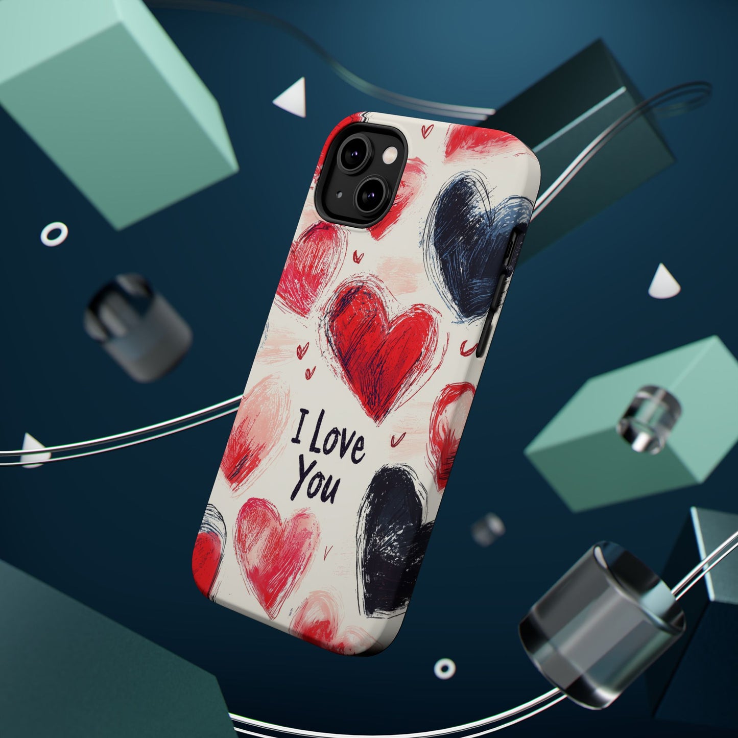 Brushstroke Hearts of Love "I Love You" - MagSafe Compatible Case