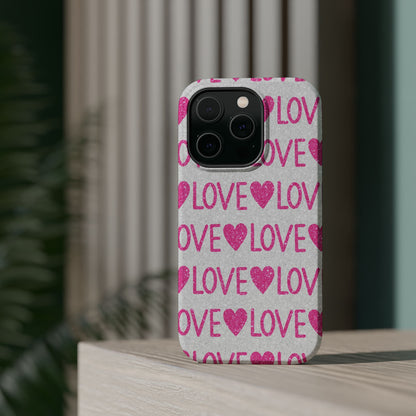 Pink Glitter Love Pattern – MagSafe iPhone Case