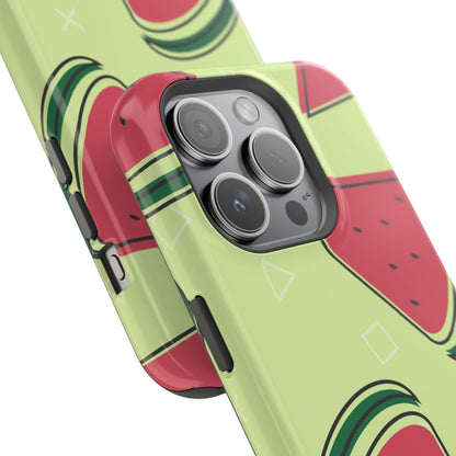 Watermelon Slice MagSafe iPhone Case – Fresh & Fun Design with Retro Geometric Pattern