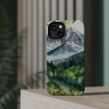 Watercolor Alpine Mountainscape - MagSafe iPhone Case