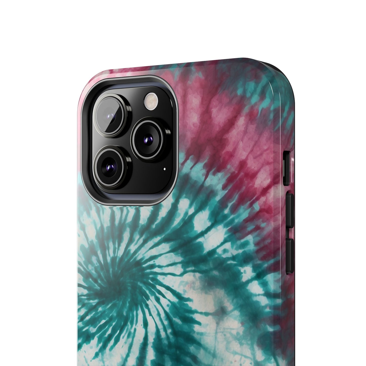 Pink and Teal Tie-Dye iPhone Case – Retro Spiral Design