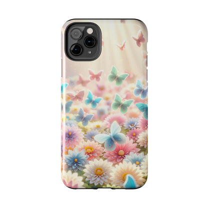 Butterfly Flower Garden - iPhone Case - Pastel Floral Protective Cover