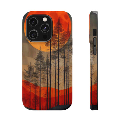 Moody Forest Moonrise MagSafe iPhone Case – Dark Landscape Design, Dual-Layer Protection