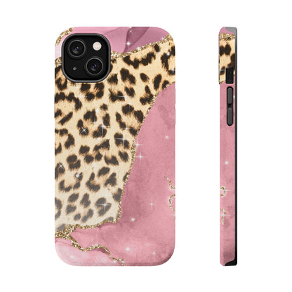 Pink Glam Leopard - MagSafe iPhone Series Case with Glitter Accents