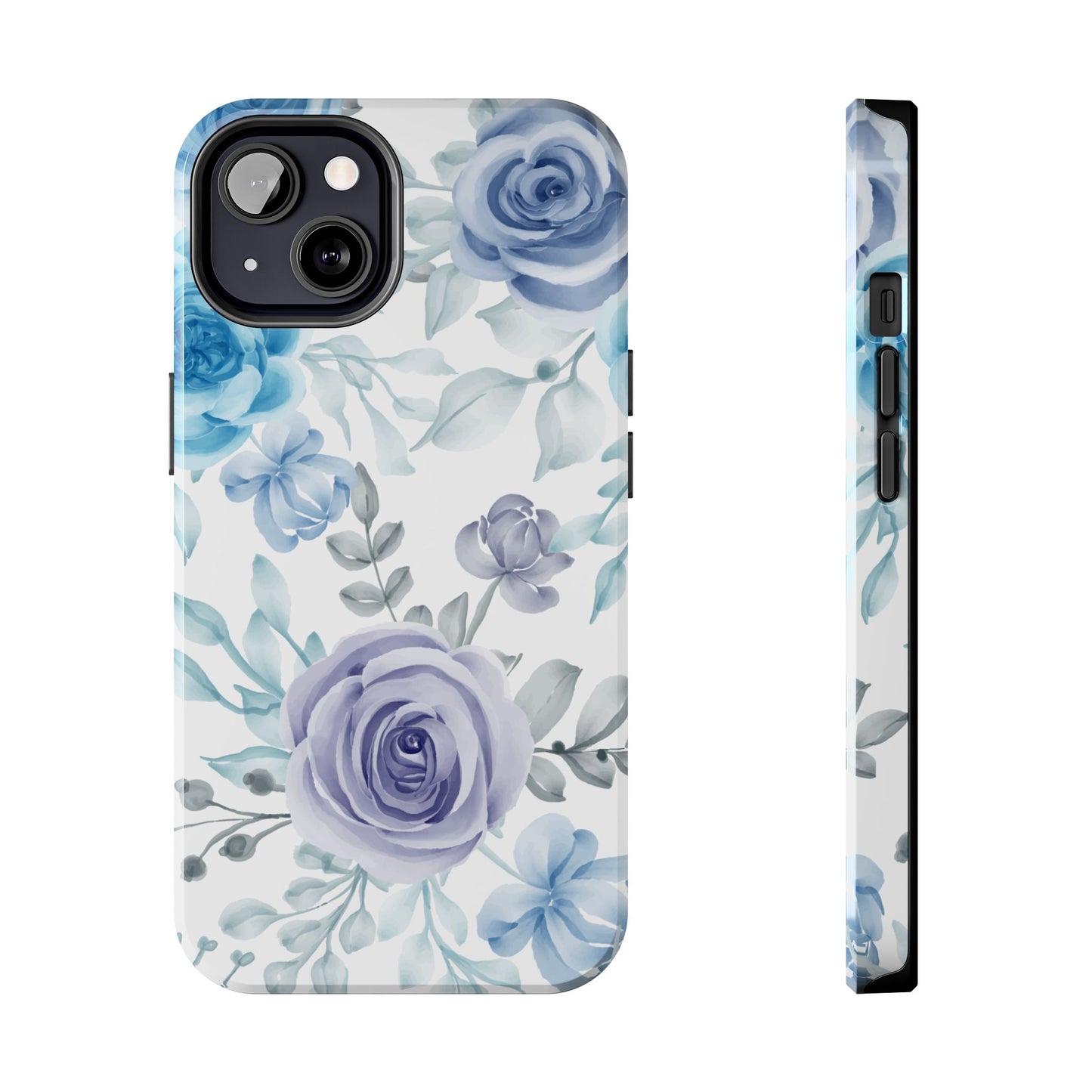 Elegant Blue & Violet Roses iPhone Case – Luxurious Floral Design for Chic Device Protection