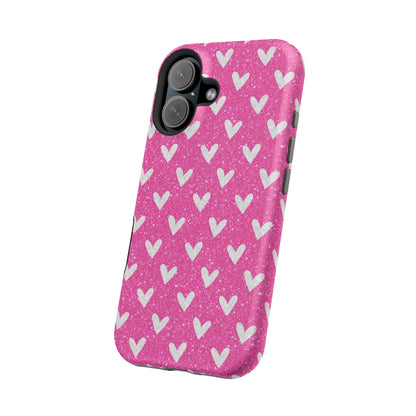 Pink Glitter Hearts Pattern – MagSafe iPhone Case