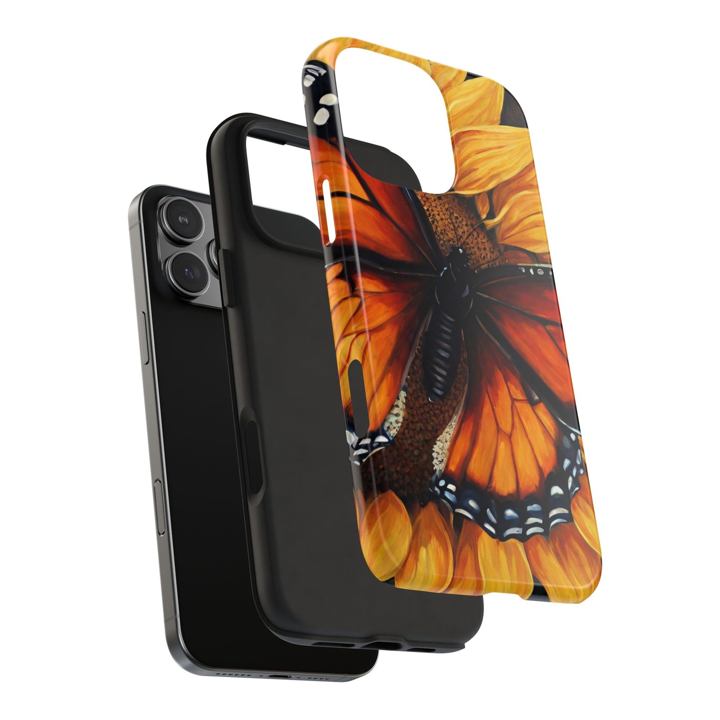 Monarch Butterfly & Sunflower Art – iPhone Case