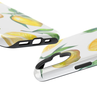 Lemon Grove Watercolor Tough MagSafe iPhone Case – Fresh Citrus Design, Dual-Layer Protection