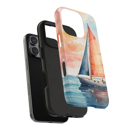 Sunset Sail iPhone Case – Watercolor Sailboat and Sky Design - BOGO Cases