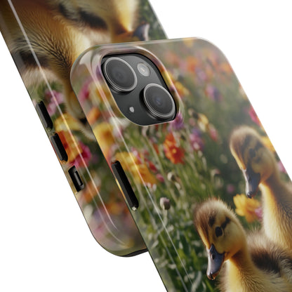 Charming Ducklings in Floral Garden - iPhone Case