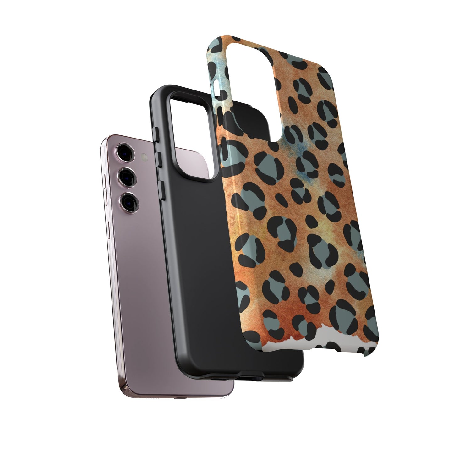 Sunset Watercolor Leopard Print Tough Samsung Galaxy Case – Artistic Animal Pattern with Dual-Layer Protection