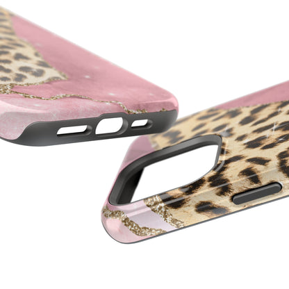 Pink Glam Leopard - MagSafe iPhone Series Case with Glitter Accents