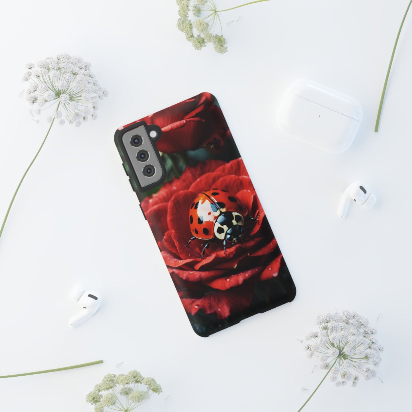 Elegant Rose & Ladybug Charm - Samsung Galaxy Case