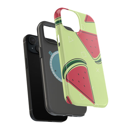 Watermelon Slice MagSafe iPhone Case – Fresh & Fun Design with Retro Geometric Pattern