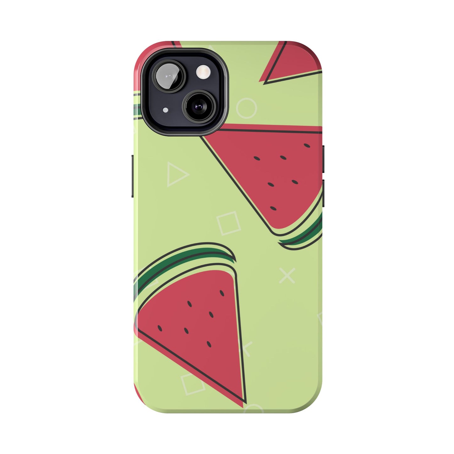 Watermelon Slice iPhone Case – Fresh & Fun Design with Retro Geometric Pattern