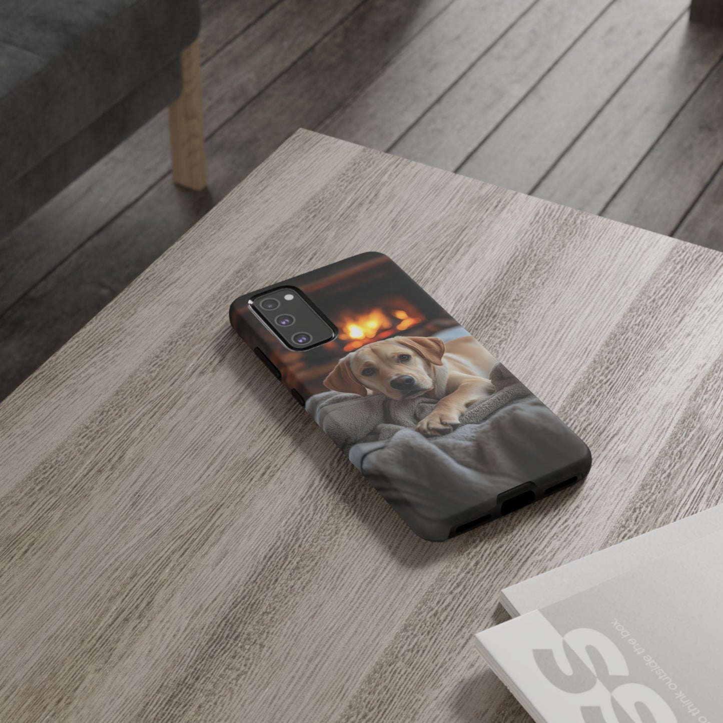 Cozy Golden Retriever by the Fireplace - Samsung Galaxy Case