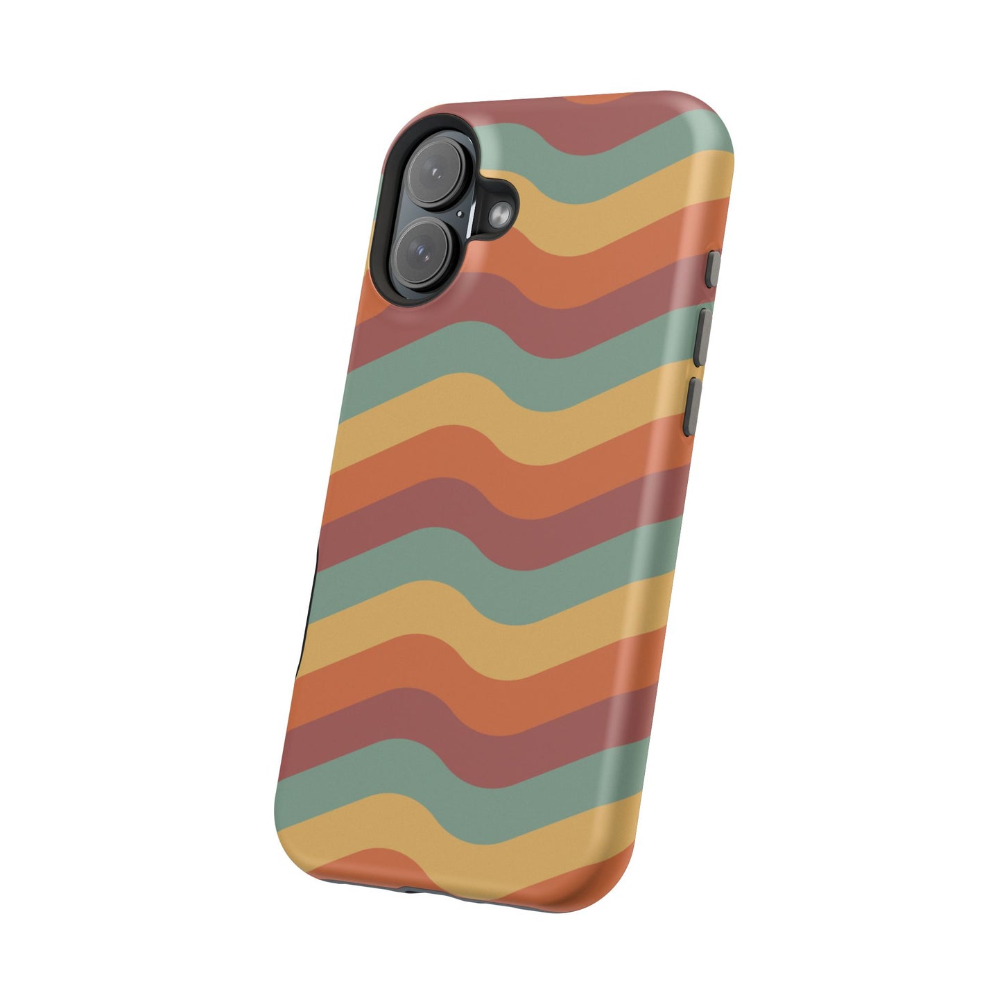 Retro Vibe Wavy Stripes MagSafe iPhone Case – 70s-Inspired in Teal, Orange, and Rust