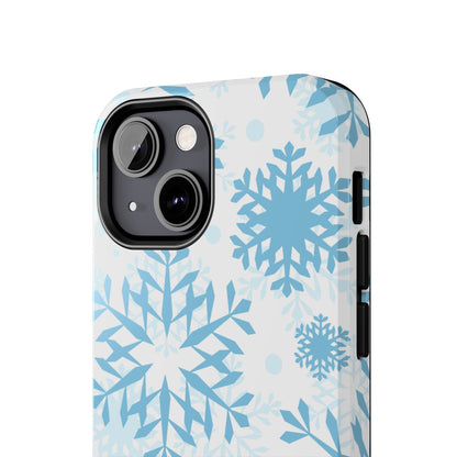 Frosty Blue Snowflakes iPhone Case – Shockproof, Smooth Matte Finish, Dual-Layer Design