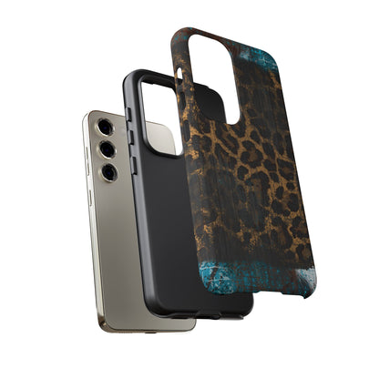 Boho Leopard and Turquoise Tough Samsung Galaxy Case – Rustic Western Design with Dual-Layer Protection