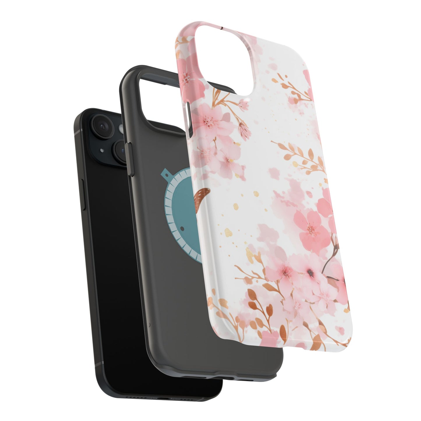 Soft Pink Cherry Blossom MagSafe Case – Floral Elegance with Wireless Charging