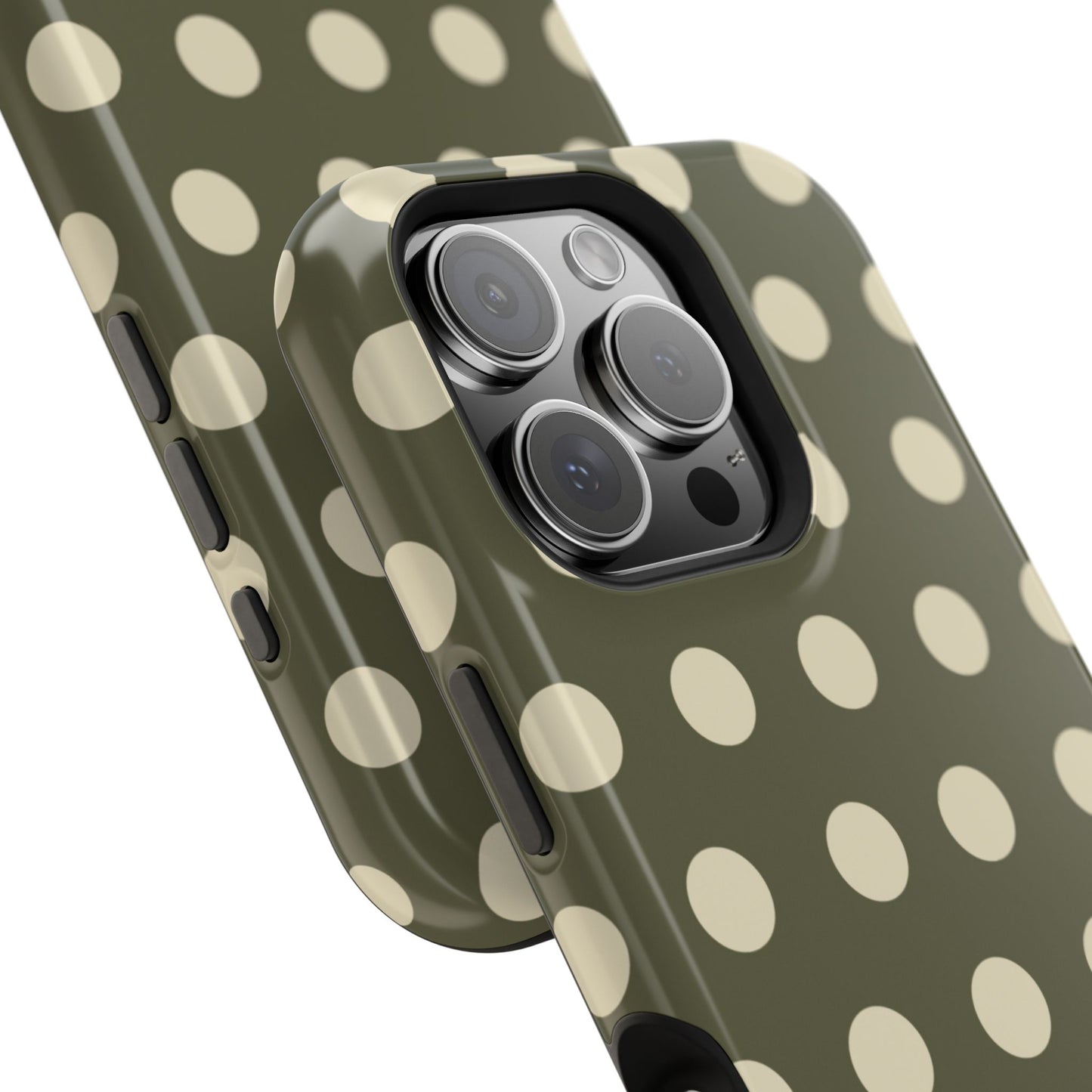 Vintage Green & Cream Polka Dots – MagSafe iPhone Case