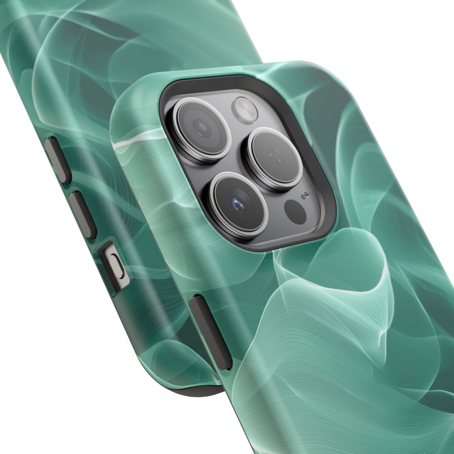 Emerald Flow MagSafe iPhone Case – Translucent Green Fabric-Inspired Design