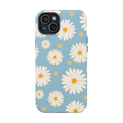 Bright Daisy MagSafe iPhone Case – Light Blue Background, Shockproof and Slim Design