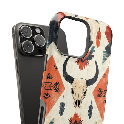 Southwestern Boho Skull Tough MagSafe iPhone Case – Durable Matte Finish, Dual-Layer Protection