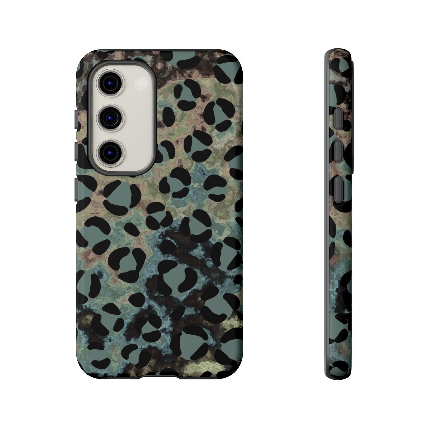 Moody Watercolor Leopard Print Tough Samsung Galaxy Case – Earthy Abstract Pattern with Dual-Layer Protection