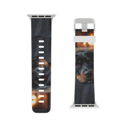  Charming Rottweiler by the Fireplace Apple Watch Band