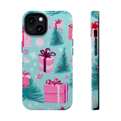 Festive Pink Christmas Gifts and Evergreen MagSafe iPhone Case – Holiday Theme, Protective Cover