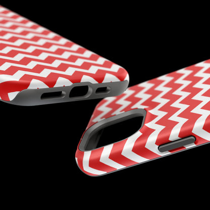 Bold Red & White Chevron – Modern Geometric MagSafe iPhone Case