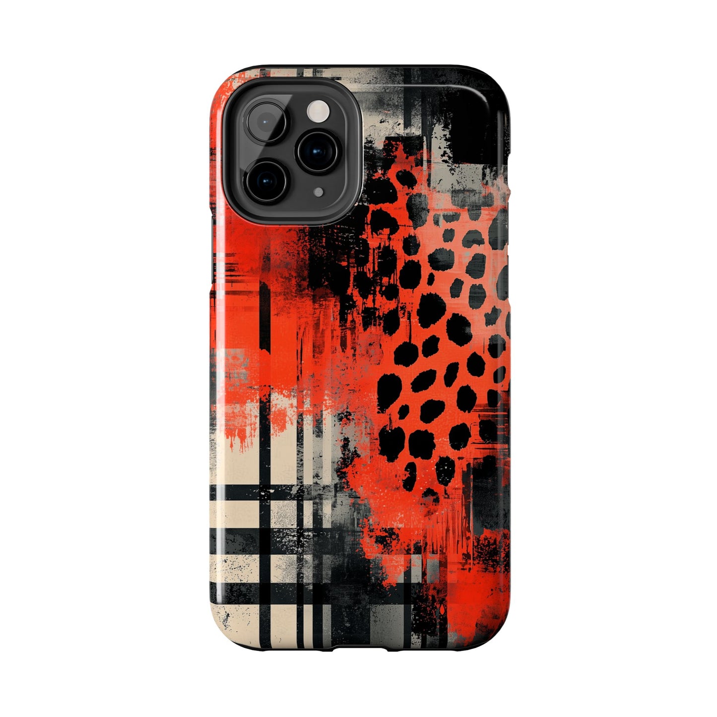 Cheetah Plaid iPhone Case – Red & Black Pattern