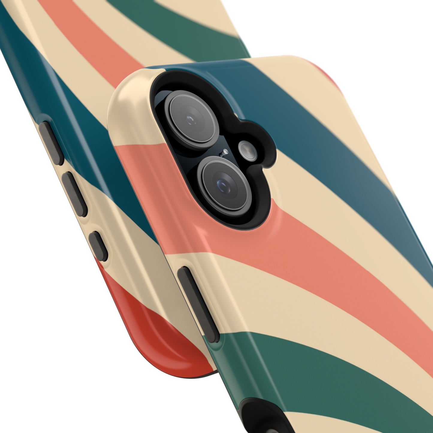 Retro Sunburst Swirl MagSafe iPhone Case – Dual-Layer Protection with Bold 70s Vibes