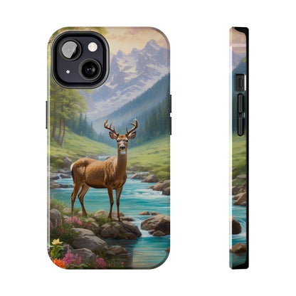 Alpine Serenity – Stag in Mountain Bliss iPhone Cases