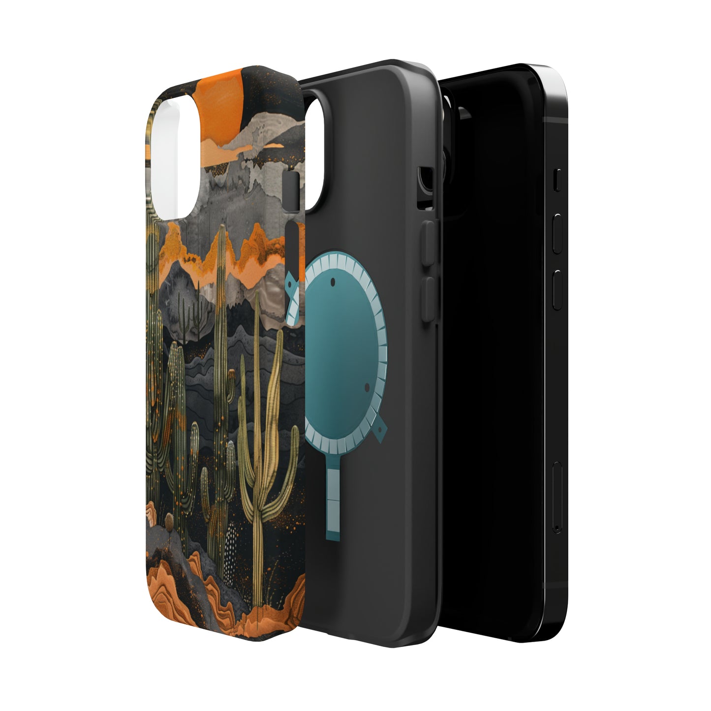 Desert Dusk MagSafe iPhone Case - Cacti Silhouettes & Sundown Hues for iPhone 15, 14, and 13 Series