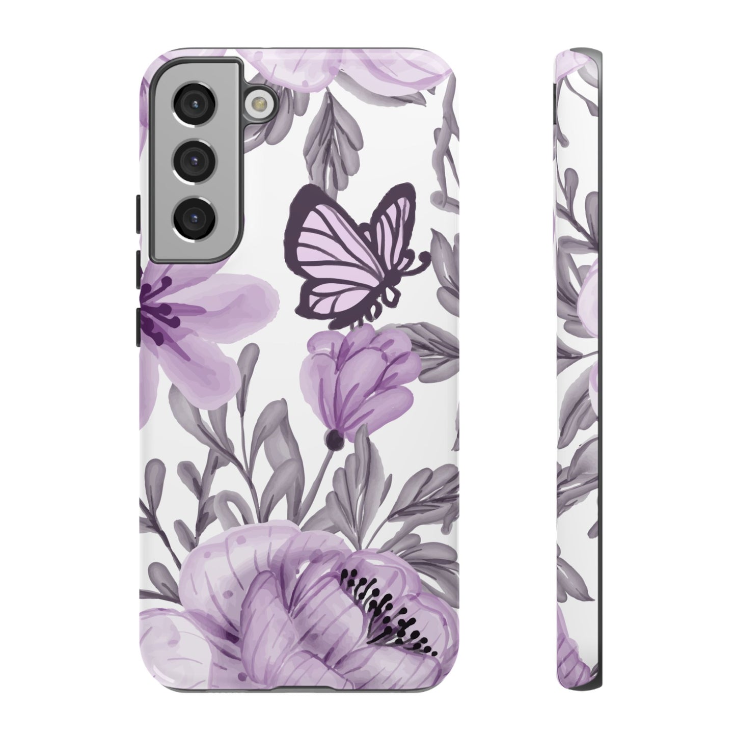 Lavender Bloom Butterfly Samsung Galaxy Case – Delicate Floral Design with Watercolor Details