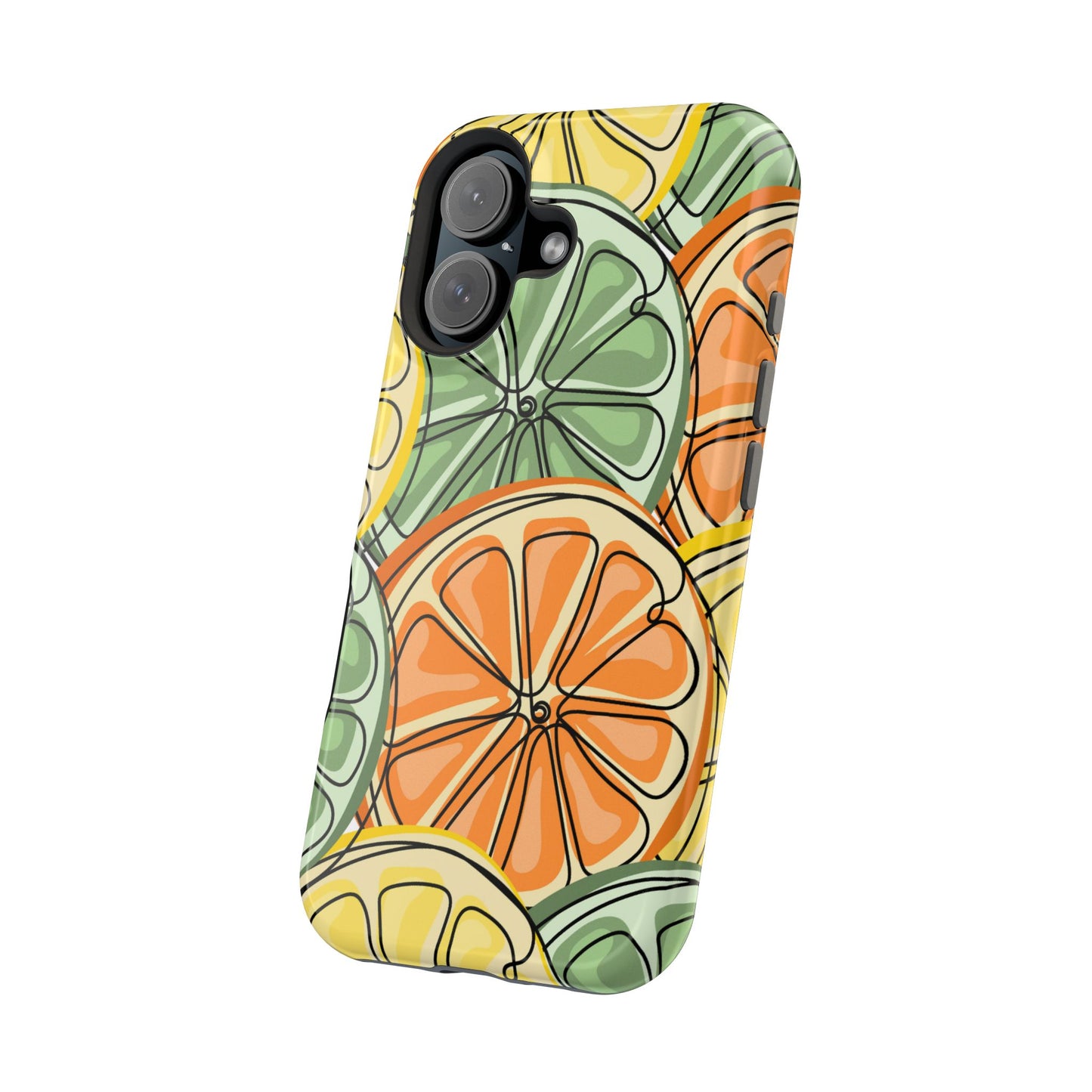 Citrus Zest Tough MagSafe iPhone Case – Bold Lime, Lemon, and Orange Design, Shockproof Protection