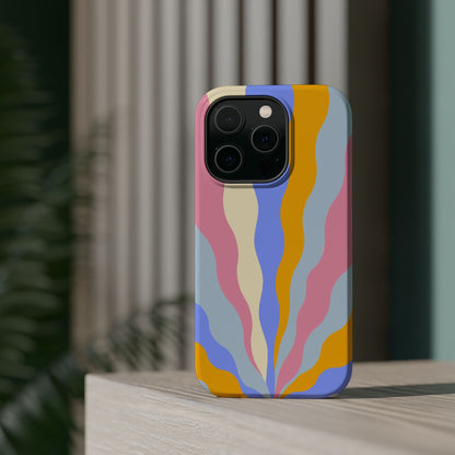 Pastel Radiance MagSafe iPhone Case – 70s-Inspired Dual-Layer Design with Wavy Sunburst Pattern