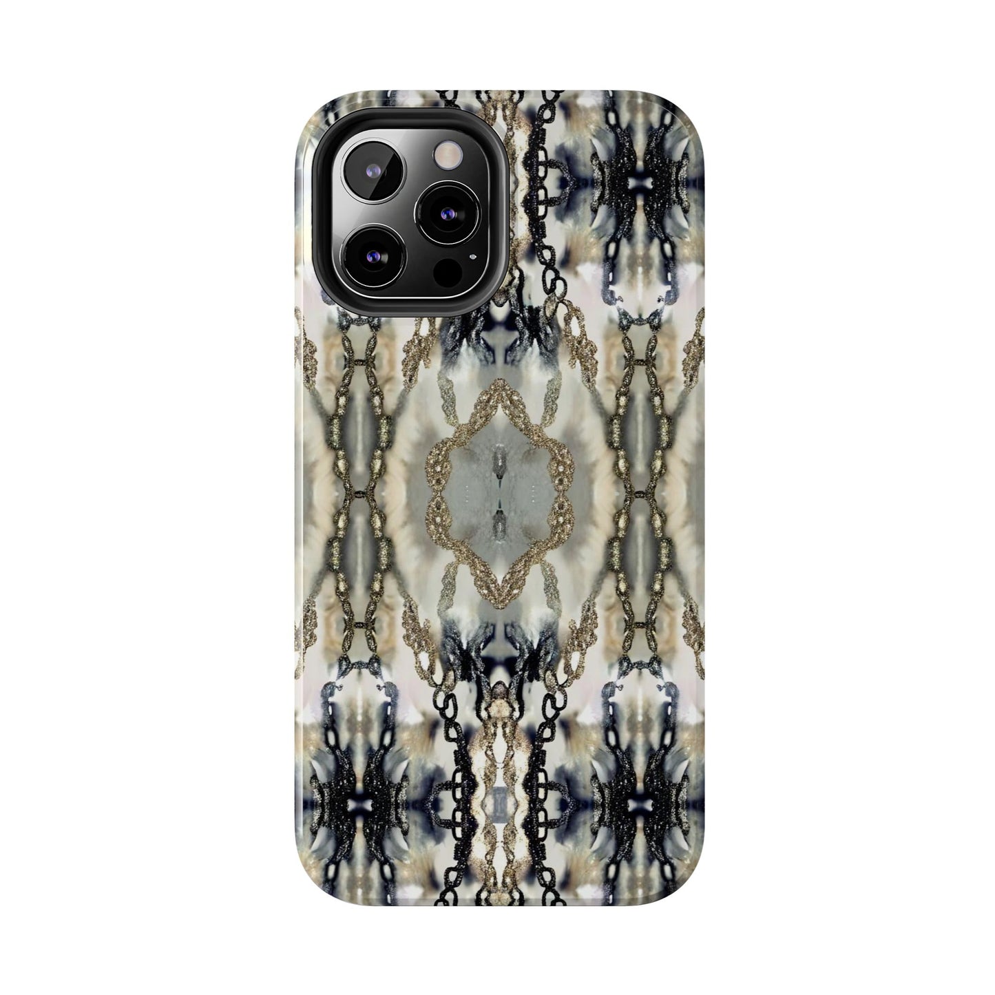 Abstract Marble - Metal Chain Pattern iPhone Case - Chic Protective Cover