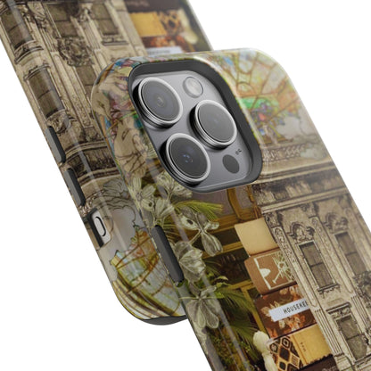 Whimsical Road Trip Collage MagSafe iPhone Case – Dual-Layer Protection with Vintage Art and Adventure Design