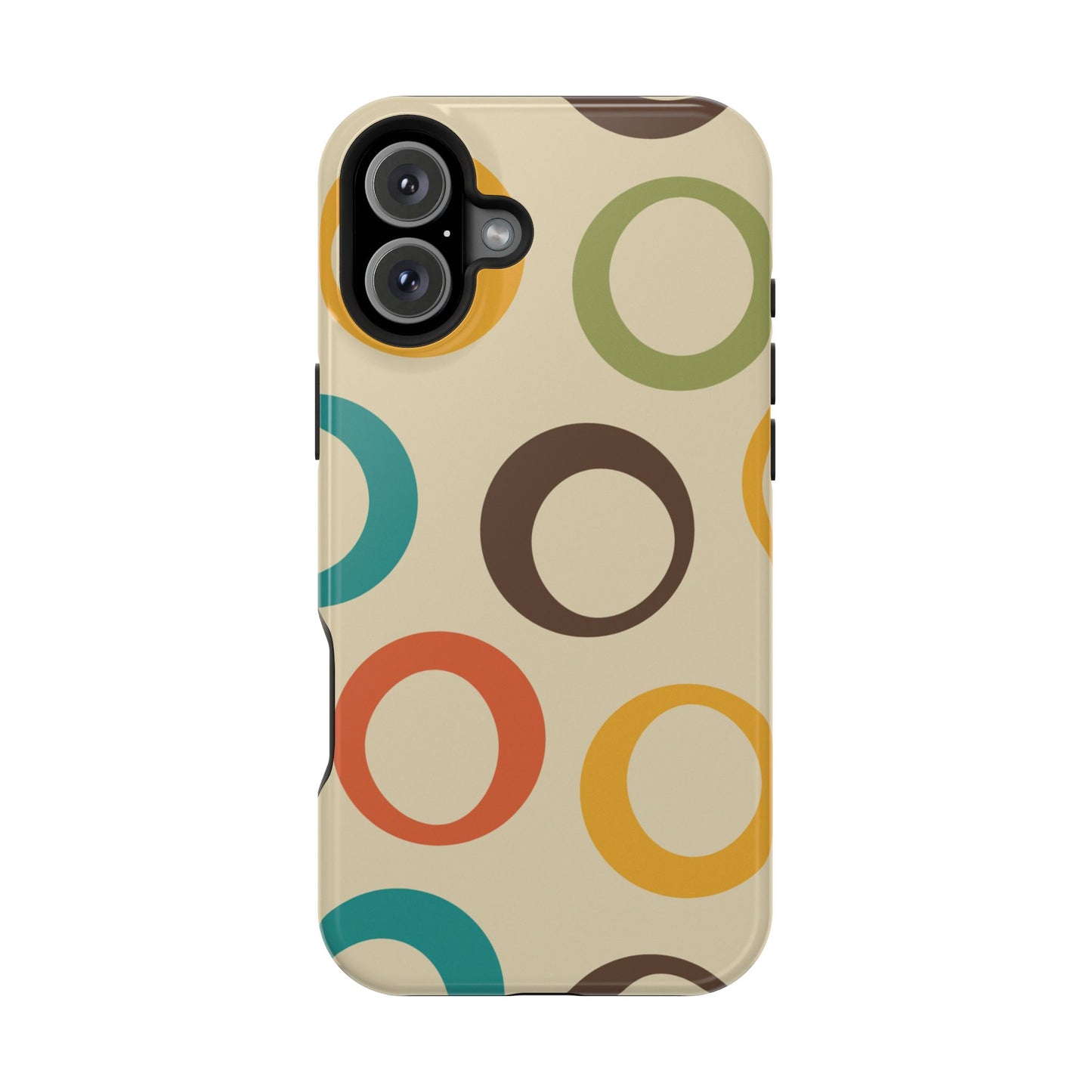 Retro Colorful Rings MagSafe iPhone Case – Shockproof, Matte Finish, Dual-Layer Protection