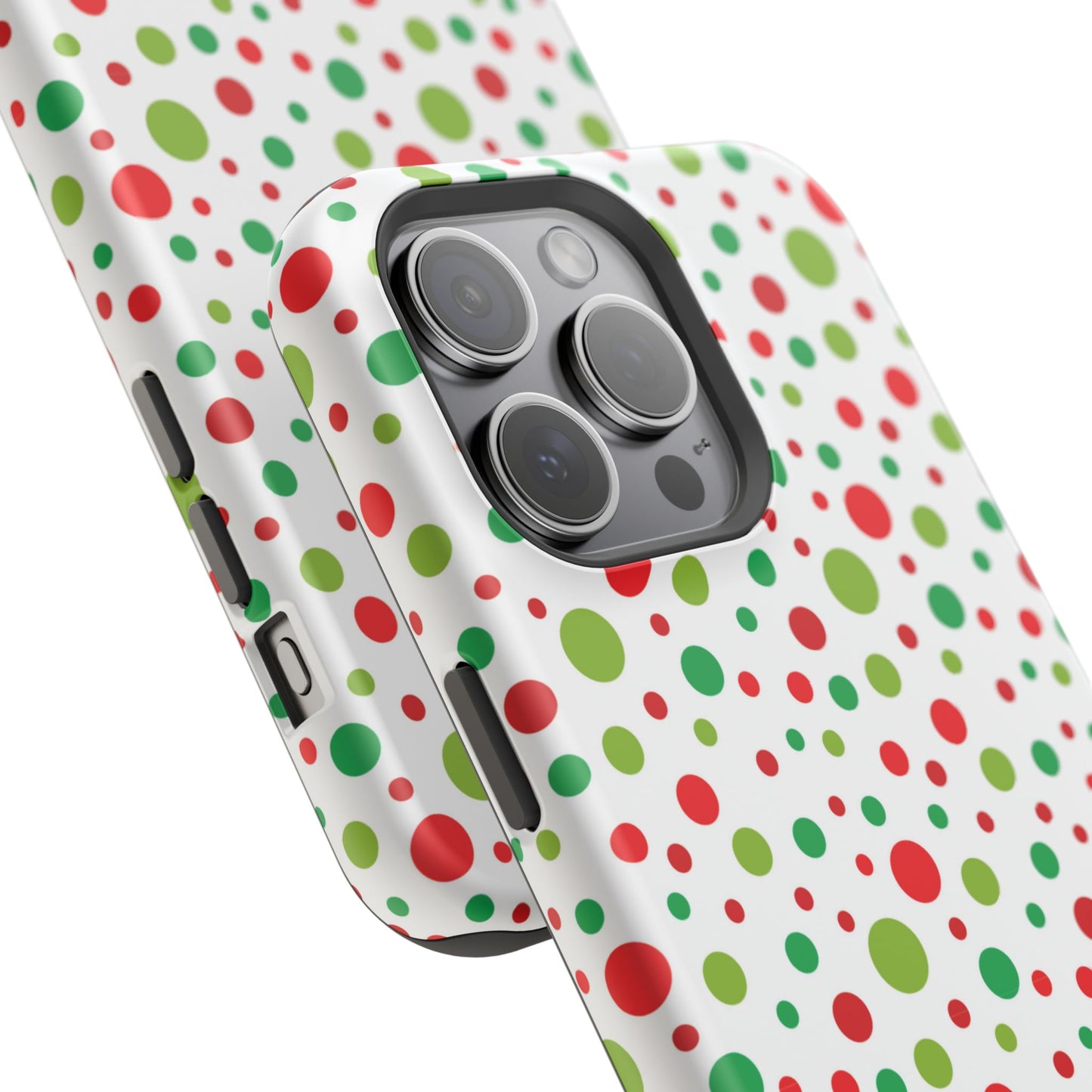 Red & Green Christmas Polka Dots – MagSafe iPhone Case