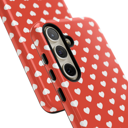 White Hearts on Red Samsung Case