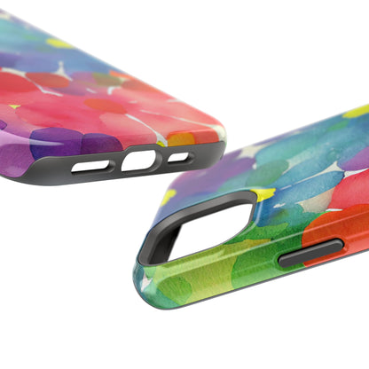 Rainbow Bloom Watercolor MagSafe iPhone Case – Slim Design, Glossy Finish